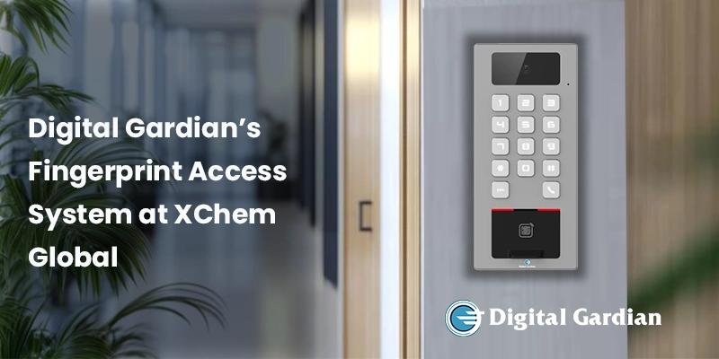 Digital Gardian fingerprint access terminal installed at XChem Global Dubai for secure biometric entry and operational efficiency