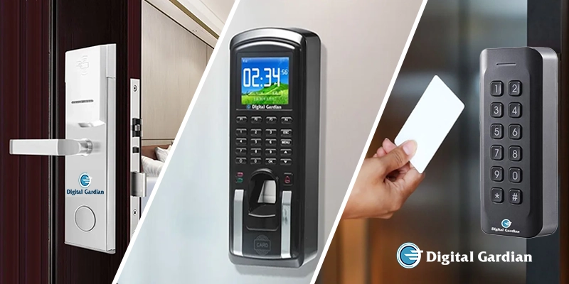 digital gardian smart access control systems including biometric lock, RFID card reader and keypad door lock