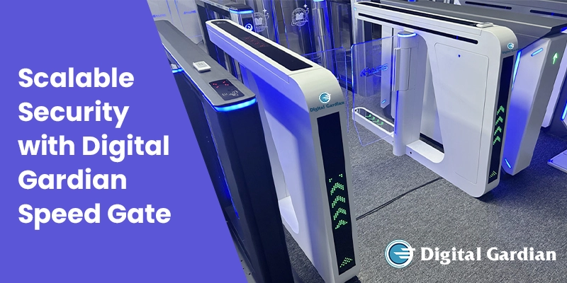Digital Gardian Speed Gate System – secure, scalable access control with biometric integration, real-time monitoring and compliance for high-traffic areas like offices and data centers