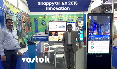 Snappy booth at GITEX 2015 showcasing smart business solutions.