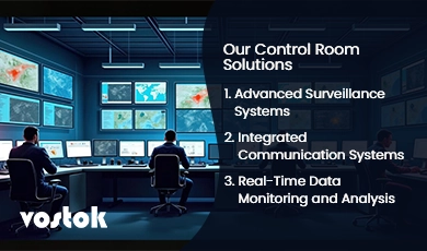 Vostok Control Room Solutions with video wall and surveillance setup