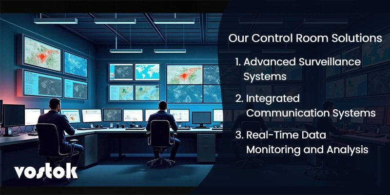 Vostok Control Room Solutions with video wall and surveillance setup